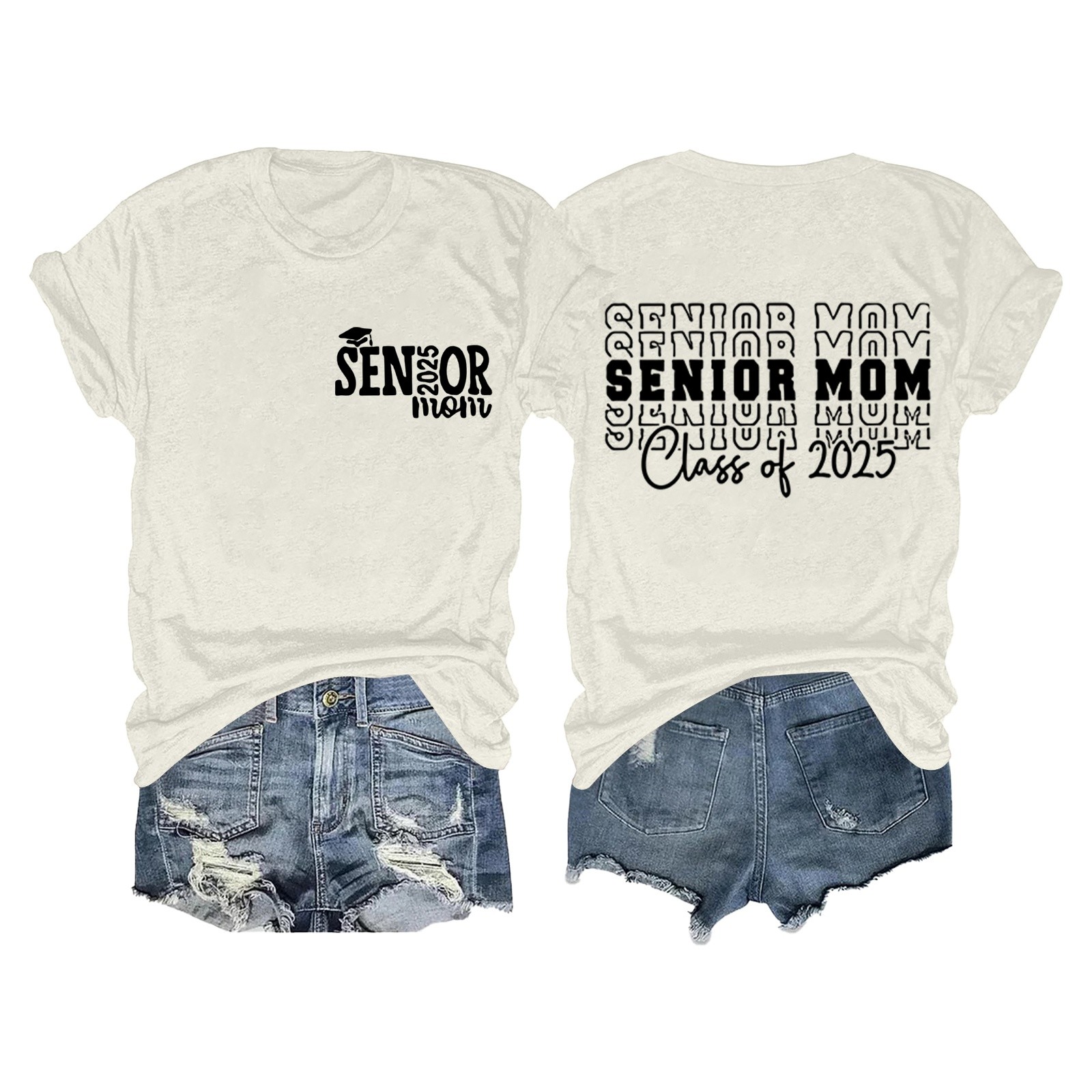 thumbnail image 4 of Camiseta de graduación para madres mayores - Promoción de 2025, poliéster-algodón, tallas S-XXL, manga corta, estampado divertido, 4 of 4
